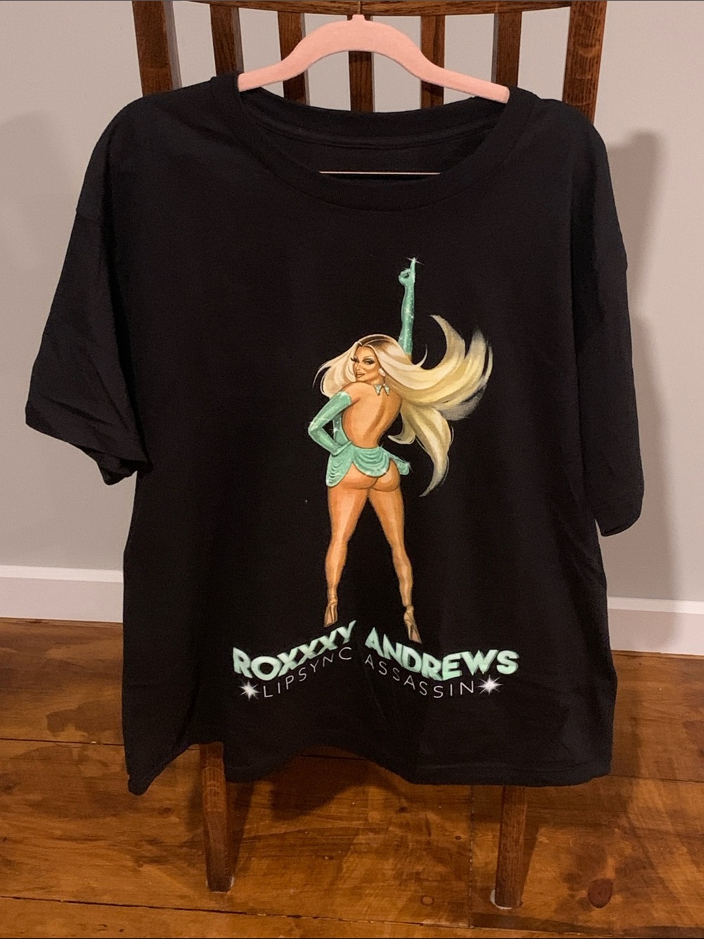 Roxxxy Andrews Merch Black Graphic Short Sleeve Tee with Mint Green Artwork